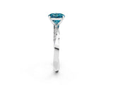 White gold Round Cut Blue Topaz Engagement Ring with Side Stone Accents and Four-Prong Setting_29