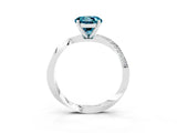 White gold Round Cut Blue Topaz Engagement Ring with Side Stone Accents and Four-Prong Setting_30
