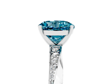 White gold Round Cut Blue Topaz Engagement Ring with Side Stone Accents and Four-Prong Setting_32
