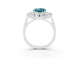 White gold Round Cut Blue Topaz Floral Double Halo Engagement Ring with Prong Setting_111