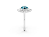 White gold Round Cut Blue Topaz Floral Double Halo Engagement Ring with Prong Setting_38