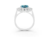White gold Round Cut Blue Topaz Floral Double Halo Engagement Ring with Prong Setting_39