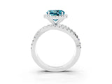 White gold Round Cut Blue Topaz Halo Ring with Round Split Shank and Prong Setting_63