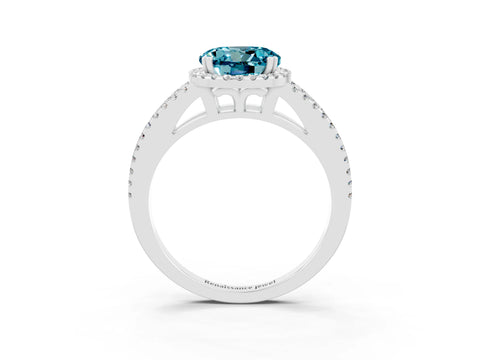 White gold Round Cut Blue Topaz Halo Split Shank Engagement Ring_15