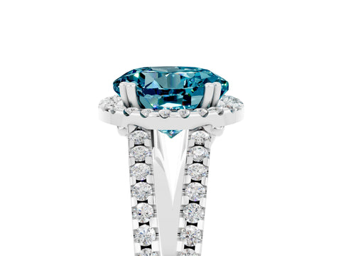 White gold Round Cut Blue Topaz Halo Split Shank Engagement Ring_17