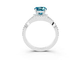 White gold Round Cut Blue Topaz Halo Twist Band Solitaire Prong Setting Ring_3