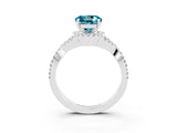 White gold Round Cut Blue Topaz  Halo Twist Band Solitaire Prong Setting Ring_51