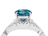 White gold Round Cut Blue Topaz  Halo Twist Band Solitaire Prong Setting Ring_52