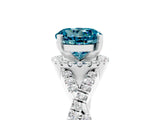 White gold Round Cut Blue Topaz Halo Twist Band Solitaire Prong Setting Ring_5