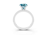 White gold Round Cut Blue Topaz Milgrain Pavé Engagement Ring with Four-Prong Setting_3