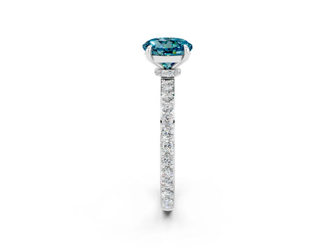 White gold Round Cut Blue Topaz Pavé Engagement Ring with Round  Accents and Prong Setting_26