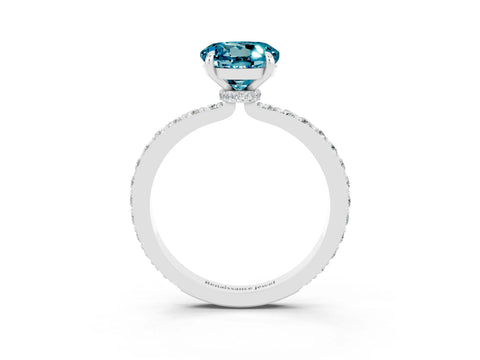 White gold Round Cut Blue Topaz Pavé Engagement Ring with Round  Accents and Prong Setting_27