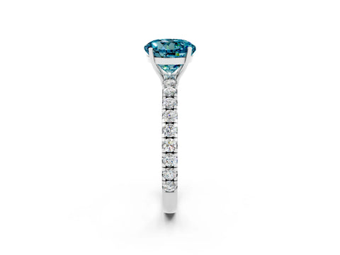 White gold Round Cut Blue Topaz Pavé Solitaire Engagement Ring with Four-Prong Setting_14