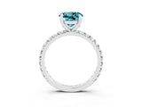 White gold Round Cut Blue Topaz Pavé Solitaire Ring with Round Band and Prong Setting_39