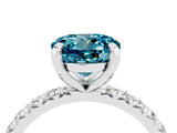White gold Round Cut Blue Topaz Pavé Solitaire Ring with Round Band and Prong Setting_40