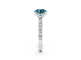 White gold Round Cut Blue Topaz Pave Band Solitaire Ring with Four-Prong Setting_38