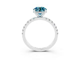 White gold Round Cut Blue Topaz Pave Band Solitaire Ring with Four-Prong Setting_39