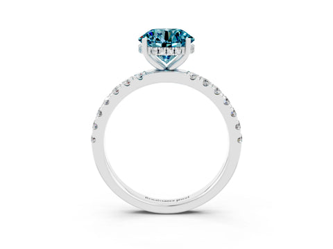 White gold Round Cut Blue Topaz Pave Band Solitaire Ring with Four-Prong Setting_39