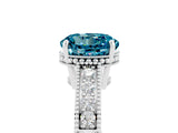 White gold Round Cut Blue Topaz Ring with Milgrain Pavé Band and Four-Prong Setting_17