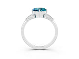 White gold Round Cut Blue Topaz Ring with Side Stones and Four-Prong Setting_39