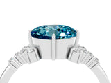 White gold Round Cut Blue Topaz Ring with Side Stones and Four-Prong Setting_40