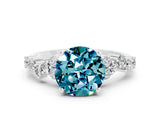 White gold Round Cut Blue Topaz Scattered Round Accent Ring with Prong Setting_24