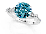 White gold Round Cut Blue Topaz Scattered Round Accent Ring with Prong Setting_25