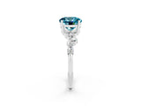 White gold Round Cut Blue Topaz Scattered Round Accent Ring with Prong Setting_26