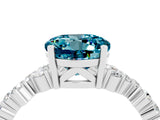 White gold Round Cut Blue Topaz Scattered Round Accent Ring with Prong Setting_28