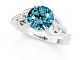 White gold Round Cut Blue Topaz Solitaire Celtic Knot Ring with Four-Prong Setting_13
