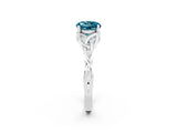 White gold Round Cut Blue Topaz Solitaire Celtic Knot Ring with Four-Prong Setting_14