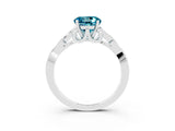 White gold Round Cut Blue Topaz Solitaire Celtic Knot Ring with Four-Prong Setting_15
