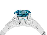 White gold Round Cut Blue Topaz Solitaire Celtic Knot Ring with Four-Prong Setting_16