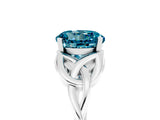 White gold Round Cut Blue Topaz Solitaire Celtic Knot Ring with Four-Prong Setting_17