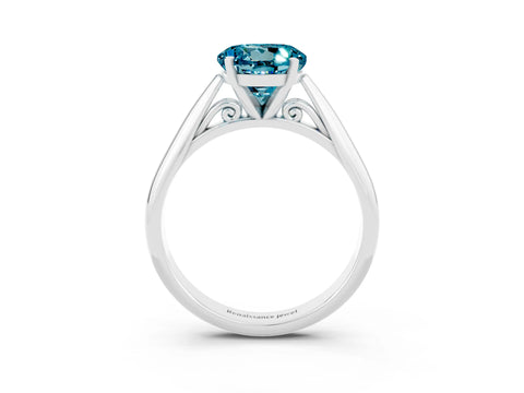 White gold Round Cut Blue Topaz Solitaire Engagement Ring with Cathedral Setting and Four-Prong Mount_15