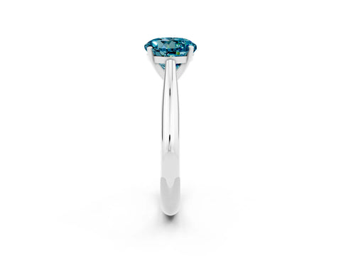 White gold Round Cut Blue Topaz Solitaire Engagement Ring with Cathedral Setting and Four-Prong Mount_26