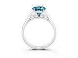 White gold Round Cut Blue Topaz Solitaire Engagement Ring with Cathedral Setting and Four-Prong Mount_33