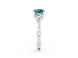 White gold Round Cut Blue Topaz Solitaire Engagement Ring with Celtic Knot Band and Four-Prong Setting_2