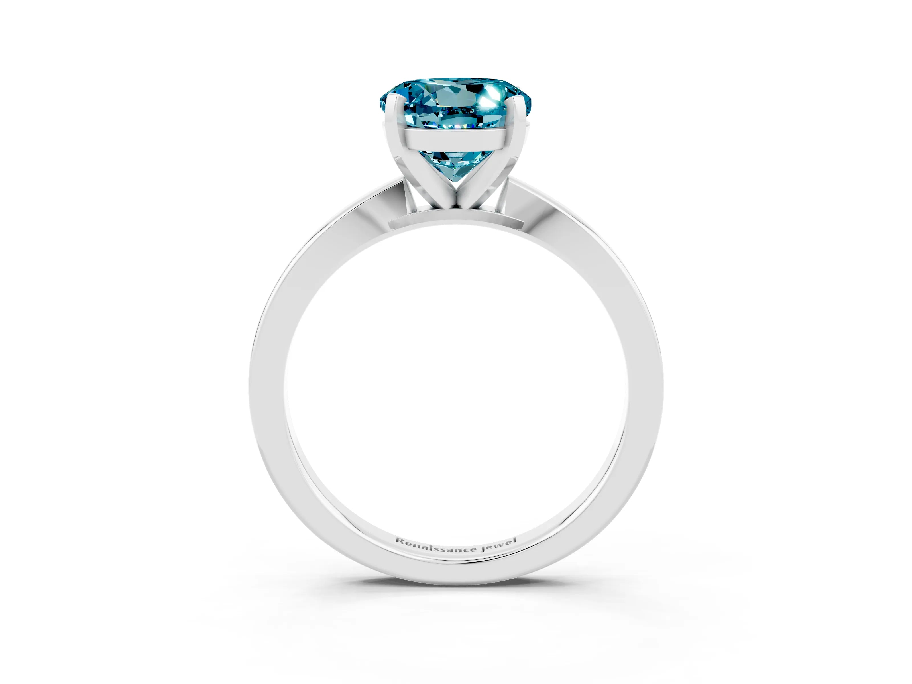 White gold Round Cut Blue Topaz Solitaire Engagement Ring with Classic Band and Four-Prong Setting_39