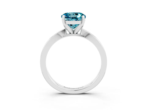 White gold Round Cut Blue Topaz Solitaire Engagement Ring with Classic Band and Four-Prong Setting_39