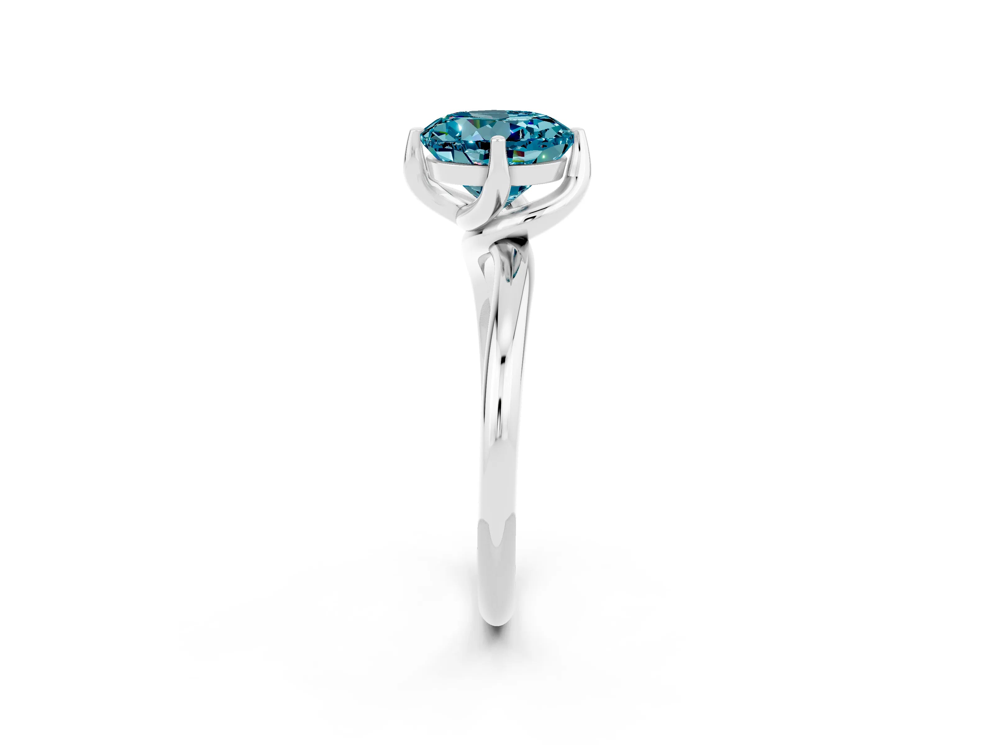 White gold Round Cut Blue Topaz Solitaire Engagement Ring with Four-Prong Setting and Classic Band_14
