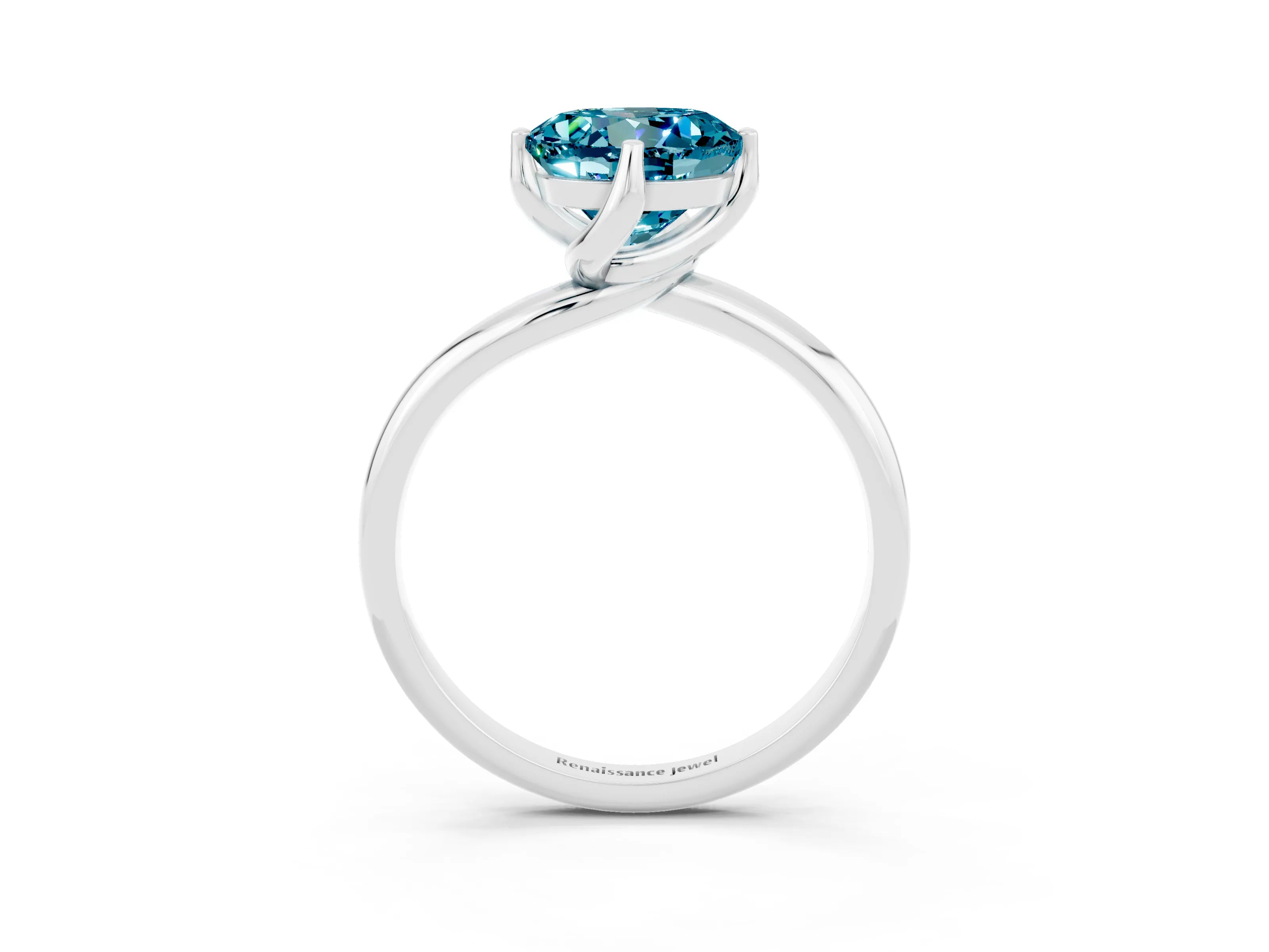 White gold Round Cut Blue Topaz Solitaire Engagement Ring with Four-Prong Setting and Classic Band_15