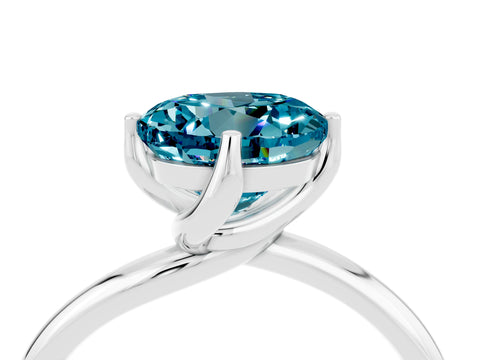 White gold Round Cut Blue Topaz Solitaire Engagement Ring with Four-Prong Setting and Classic Band_16