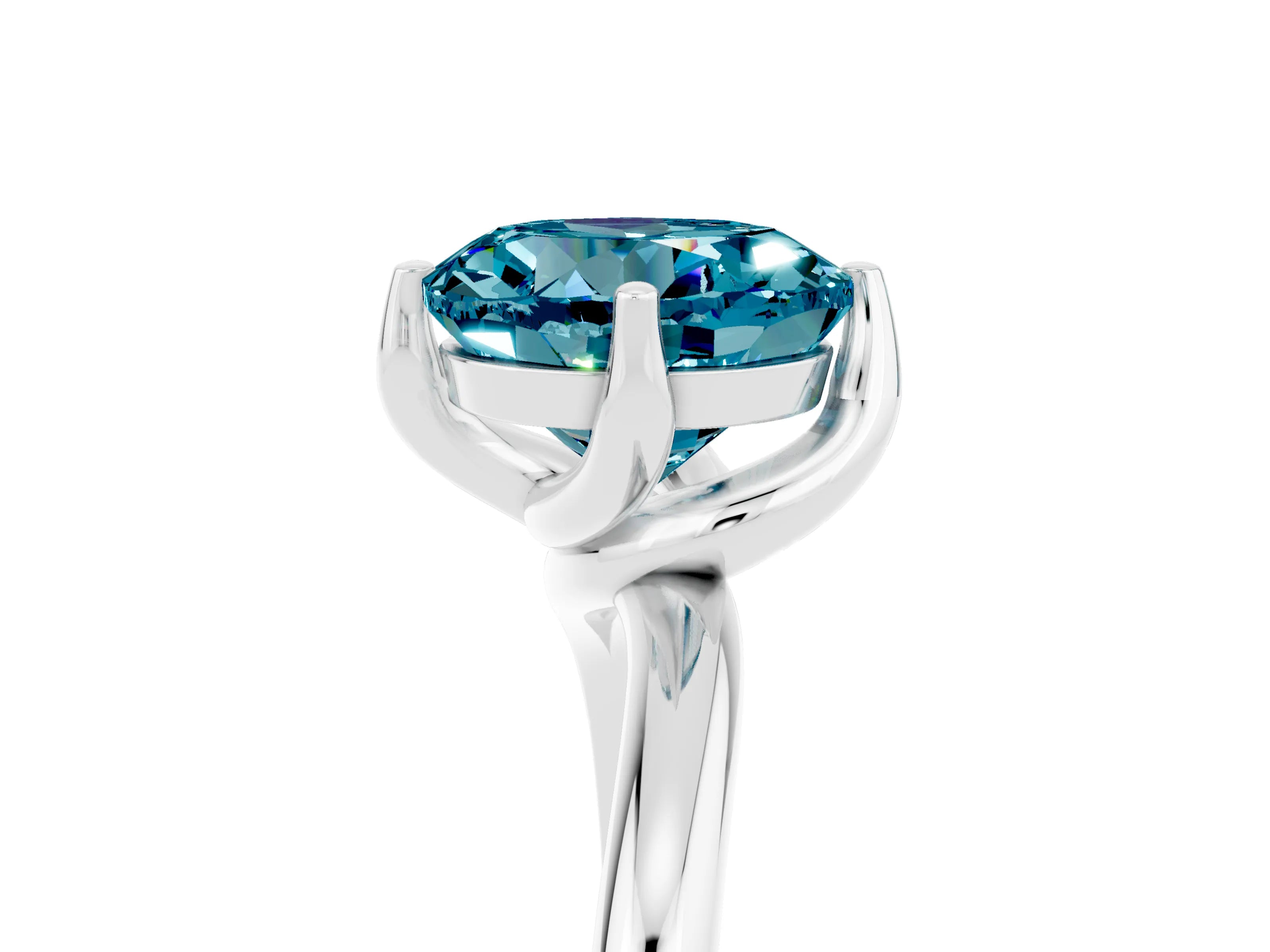 White gold Round Cut Blue Topaz Solitaire Engagement Ring with Four-Prong Setting and Classic Band_17