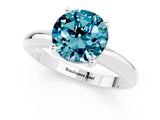 White gold Round Cut Blue Topaz Solitaire Engagement Ring with Round Band and Four-Prong Setting_1