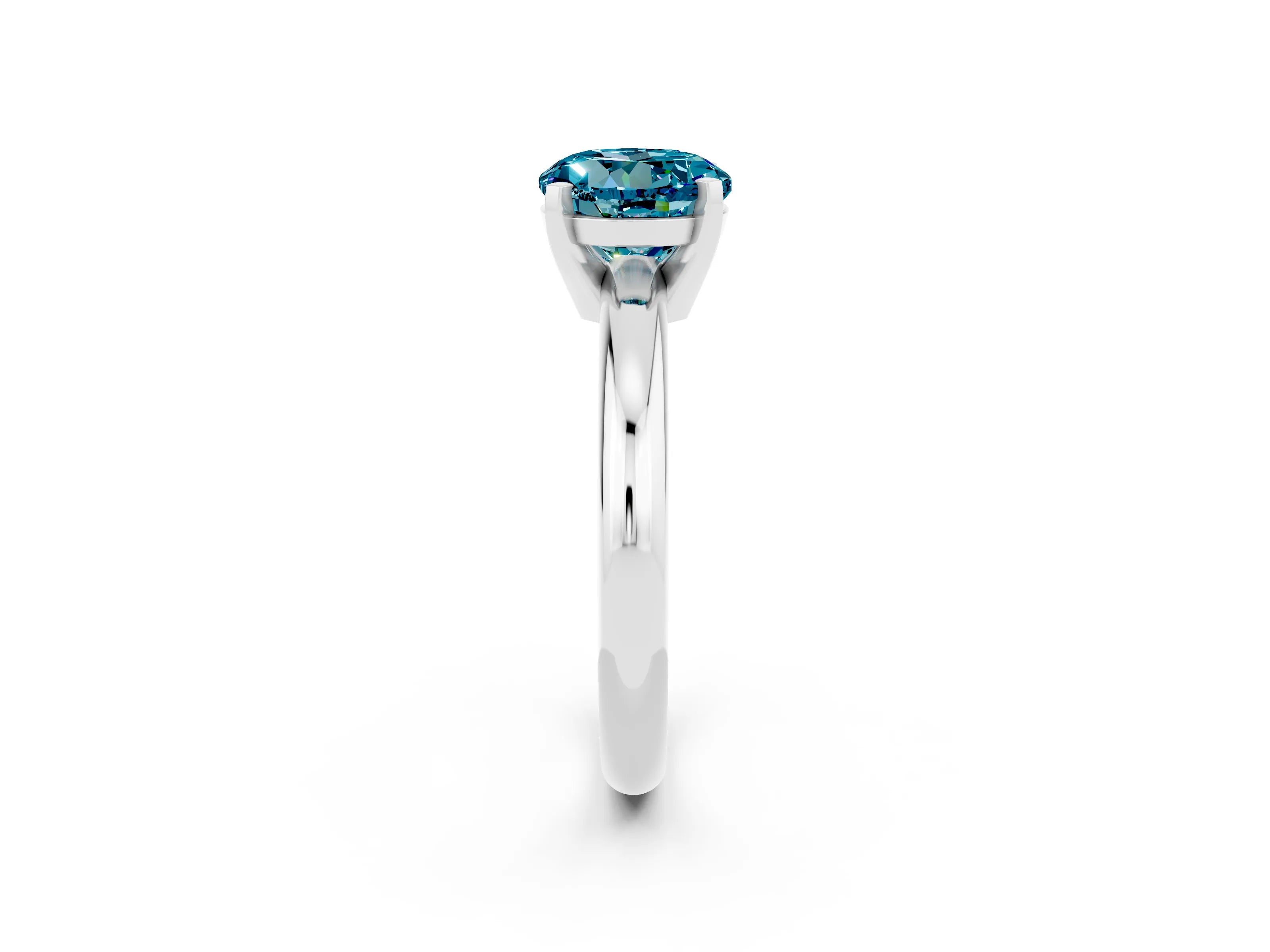 White gold Round Cut Blue Topaz Solitaire Engagement Ring with Round Band and Four-Prong Setting_2