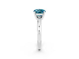 White gold Round Cut Blue Topaz Solitaire Engagement Ring with Round Band and Four-Prong Setting_2