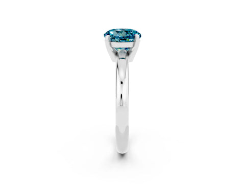 White gold Round Cut Blue Topaz Solitaire Engagement Ring with Round Band and Four-Prong Setting_2