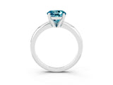 White gold Round Cut Blue Topaz Solitaire Engagement Ring with Round Band and Four-Prong Setting_3