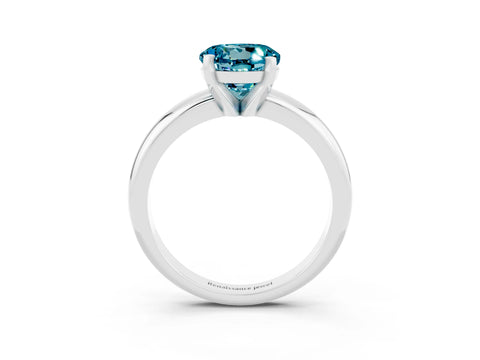 White gold Round Cut Blue Topaz Solitaire Engagement Ring with Round Band and Four-Prong Setting_3